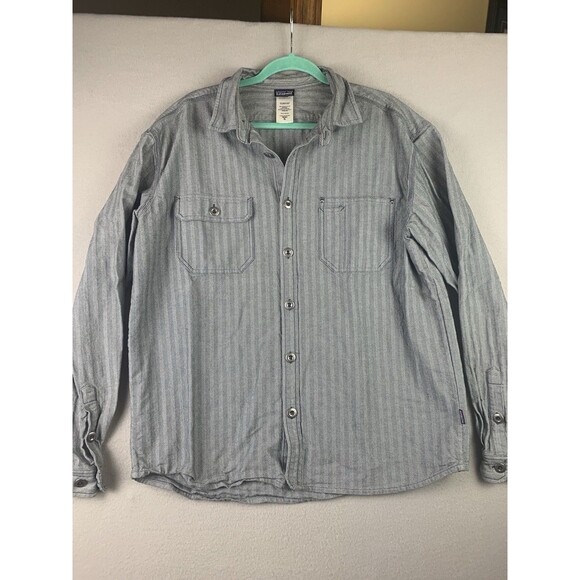 Patagonia Welding Shirt Mens Size XL Gray Herringbone Workwear Rare Vintage - Picture 1 of 8